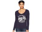 Champion College Penn State Nittany Lions Long Sleeve V-neck Tee (navy) Women's Long Sleeve Pullover