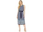 Vince Camuto Printed Cropped Jumpsuit (blue Multi) Women's Jumpsuit & Rompers One Piece