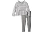 Splendid Littles Cut Out Neckline T-shirt Set (toddler) (off-white Stripe) Girl's Active Sets