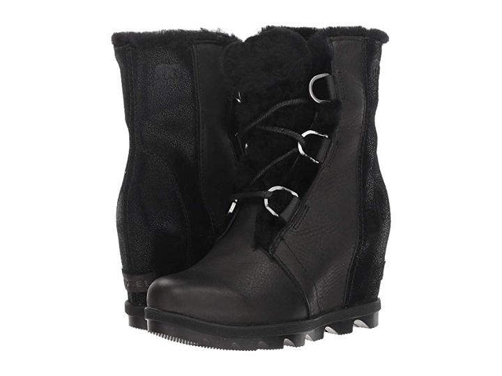 Sorel Joan Of Arctictm Wedge Ii Lux (black) Women's Dress Lace-up Boots