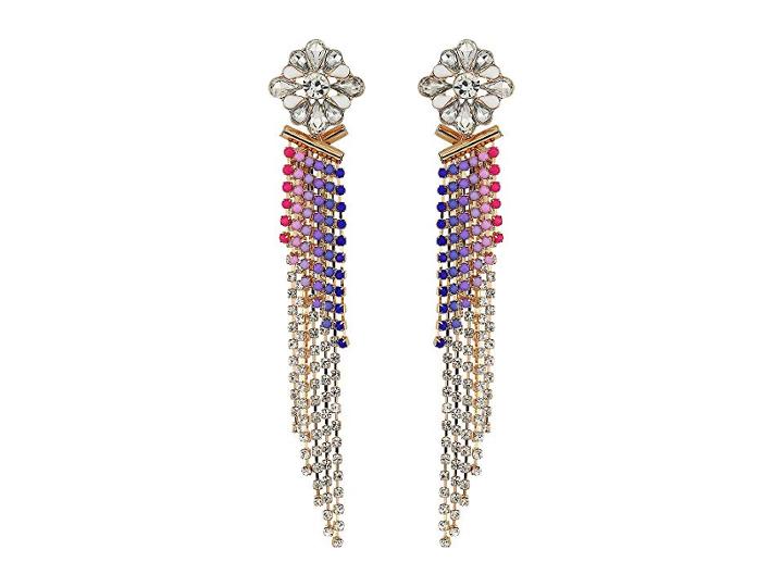 Steve Madden Statement Casted Stone Fringe Post Earrings (multi) Earring