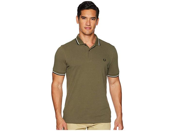 Fred Perry Twin Tipped Shirt (iris Leaf/snow White/black) Men's Short Sleeve Knit