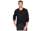 Calvin Klein Long Sleeve Fabric Blocked V-neck (black) Men's Clothing