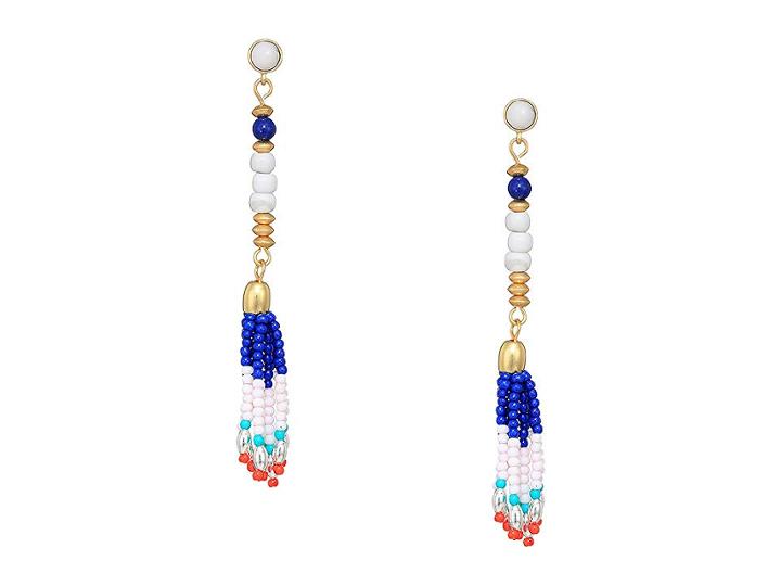 Rebecca Minkoff Luna Linear Beaded Earrings (gold/navy Multi) Earring