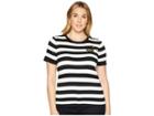 Lauren Ralph Lauren Plus Size Buttoned Striped Top (polo Black/mascarpone Cream Multi) Women's Short Sleeve Button Up
