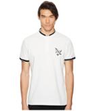 The Kooples Polo Shirt With Stand-up Collar And Cuba Map Embroidery On Back (ecru) Men's T Shirt