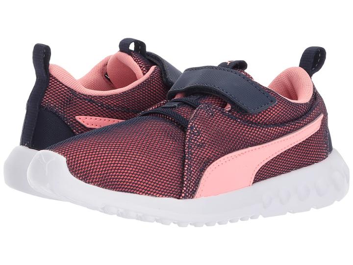 Puma Kids Carson 2 Breathe V (little Kid) (peacoat/soft Fluo Peach) Girls Shoes