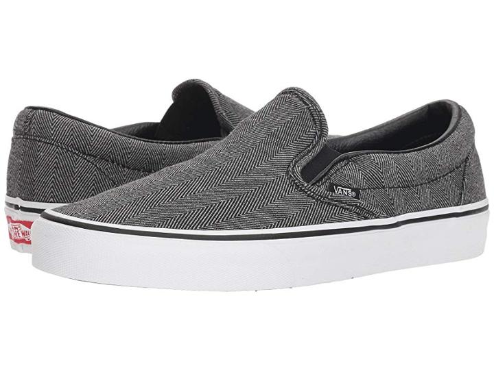 Vans Classic Slip-ontm ((oversized Herringbone) Black/true White) Skate Shoes