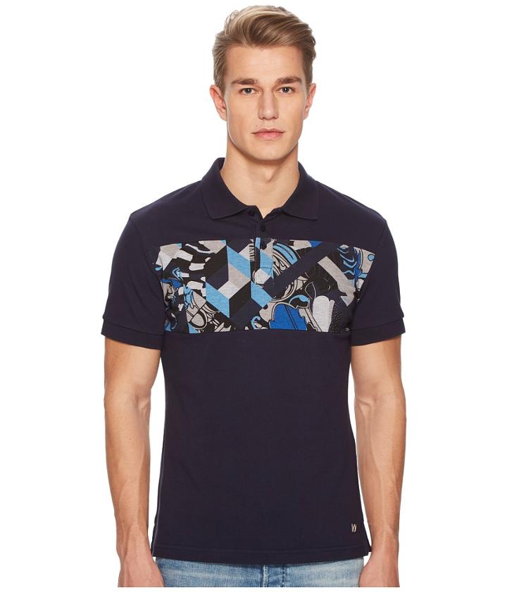 Versace Jeans Graphic Block Stripe Polo (blue) Men's Clothing