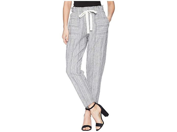 Two By Vince Camuto Slim Leg Pull-on Drawstring Stripe Pants (rich Black) Women's Casual Pants