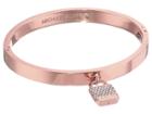 Michael Kors Logo Tone And Pave Padlock Hinged Bangle Bracelet (rose Gold) Bracelet