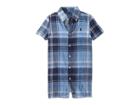 Ralph Lauren Baby Plaid Linen-cotton Shortalls (infant) (blue Multi) Boy's Overalls One Piece