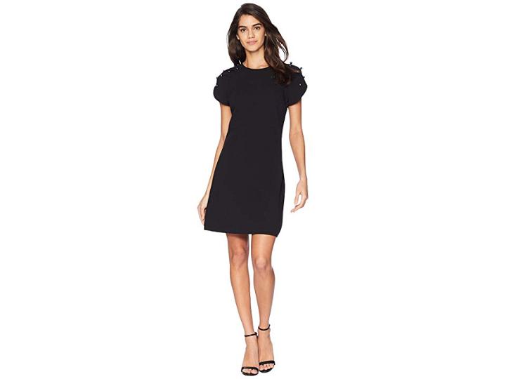 Betsey Johnson Dress W/ Pearls On Sleeve (black) Women's Dress