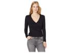Cupcakes And Cashmere Erick Faux Wrap Knit Top (black) Women's Clothing