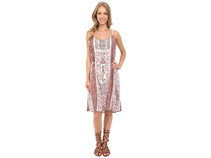 Lucky Brand Tribal Printed Dress (coral Multi) Women's Dress