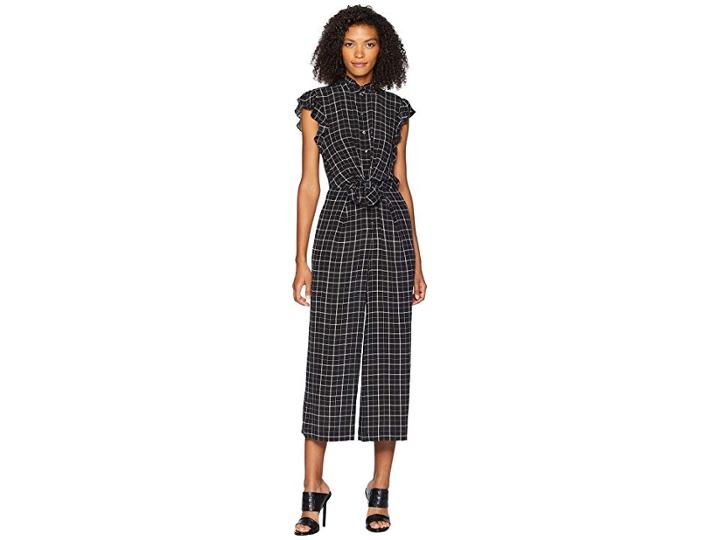 Rebecca Taylor Sleeveless Plaid Silk Jumpsuit (black) Women's Jumpsuit & Rompers One Piece