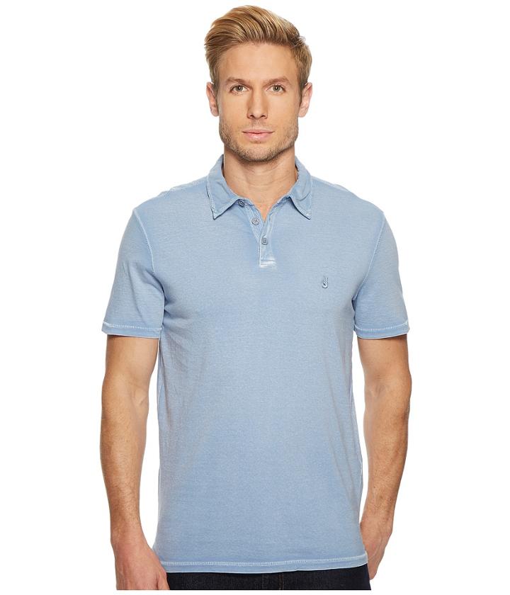 John Varvatos Star U.s.a. Pigment Rub Peace Polo K1381u1b (ocean Blue) Men's Clothing
