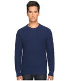 Jack Spade Shaker Stitch Ribbed Crew Neck Sweater (dark Blue) Men's Sweater