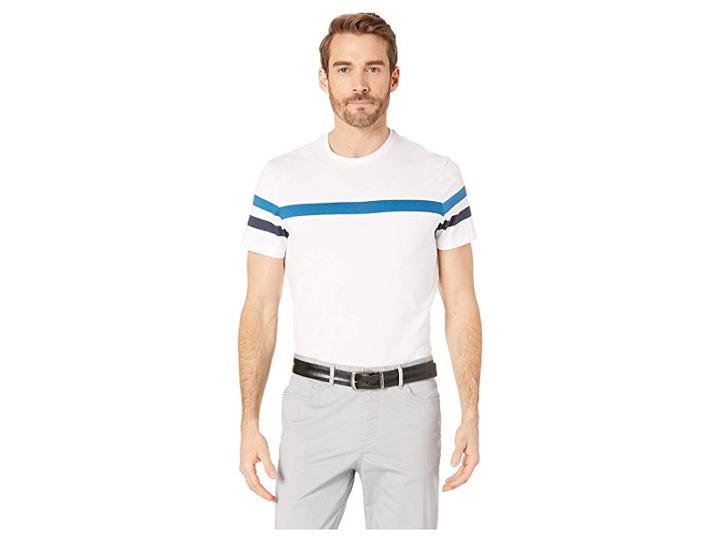 Calvin Klein Short Sleeve Solid Printed Color Blocked Crew (standard White Combo) Men's T Shirt