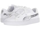 Puma Kids Basket Heart Bling Jr (big Kid) (puma White/puma Silver) Girl's Shoes