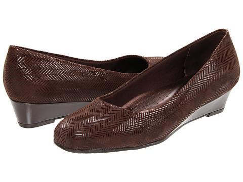 Trotters Lauren (dark Brown Suede Patent Leather) Women's Wedge Shoes