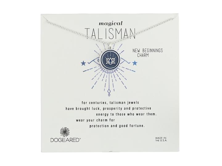 Dogeared Magical Talisman New Beginnings, Small Lotus Navy Enamel Talisman Necklace (sterling Silver) Necklace