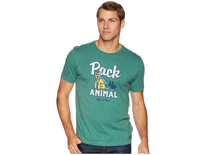 Life Is Good Pack Animal Hike Crusher T-shirt (heather Forest Green) Men's T Shirt