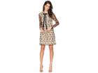 Betsey Johnson Lace Shift Neck Tie Dress (black/nude) Women's Dress