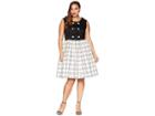 Unique Vintage Plus Size Ithaca Flare Dress (black/ivory Plaid) Women's Dress