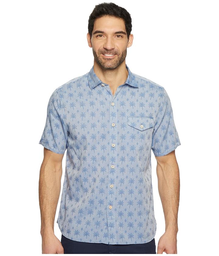 Tommy Bahama Palm Palm Jacquard Shirt (galaxy Blue) Men's Clothing