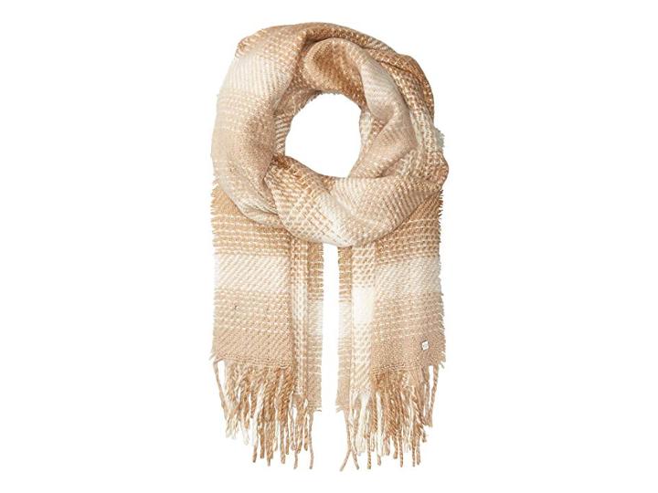 Lauren Ralph Lauren Brushed Plaid Blanket Wrap (camel) Scarves
