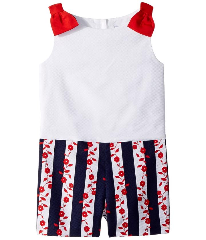 Janie And Jack Floral Stripe Romper (toddler/little Kids/big Kids) (multicolor) Girl's Jumpsuit & Rompers One Piece