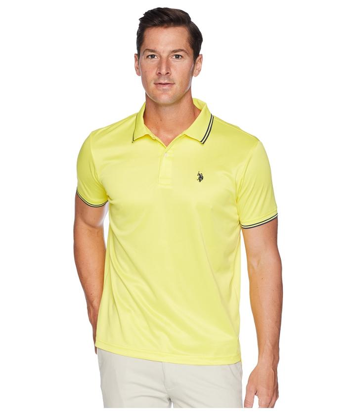 U.s. Polo Assn. Tipped Poly Polo Shirt (laser Yellow) Men's Short Sleeve Pullover