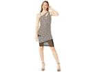 Bebe One Shoulder Keyhole Mesh Mixed Dress (leopard) Women's Dress