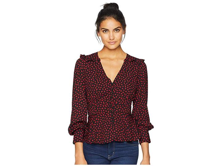 Adelyn Rae Vivianna Woven Blouse (black/red) Women's Blouse