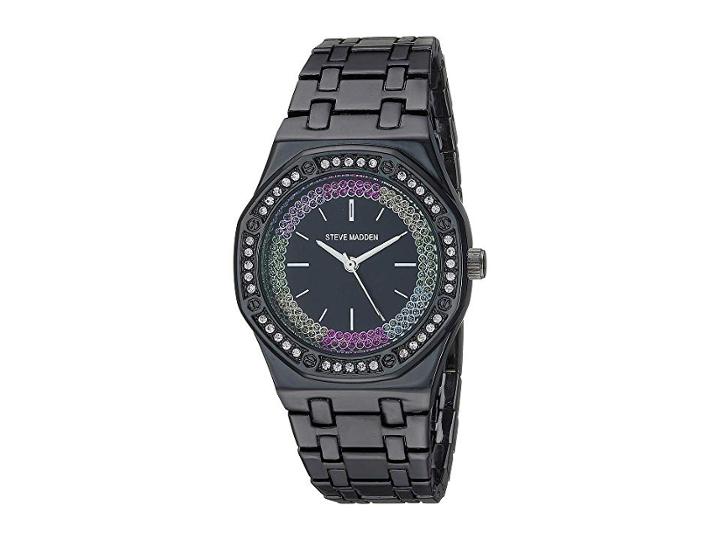 Steve Madden Geo Shaped Ladies Alloy Band Watch Smw177 (black) Watches