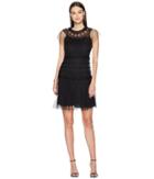 Red Valentino Point D'esprit Dress With Embroidered Tubulars (nero) Women's Dress