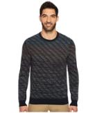 Perry Ellis Ombre Jacquard Crew Sweater (dark Sapphire) Men's Sweater