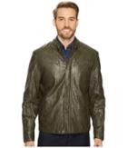 Kenneth Cole New York Pu Jacket With Tab Collar Detail (seaweed) Men's Coat