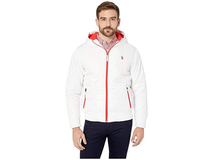 U.s. Polo Assn. Rib Cuff Hooded Jacket (white) Men's Coat