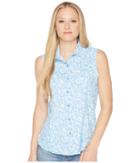 White Sierra Gobi Desert Sleeveless Printed Shirt (provence Blue) Women's Sleeveless