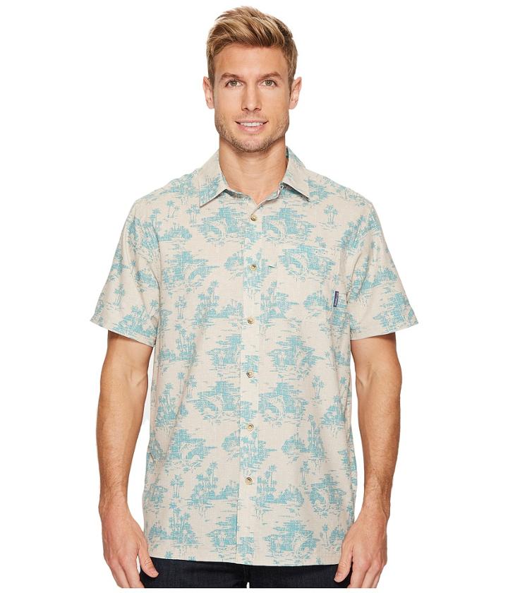 Columbia Super Slack Tidetm Camp Shirt (fossil Makai Moon Print) Men's Short Sleeve Button Up