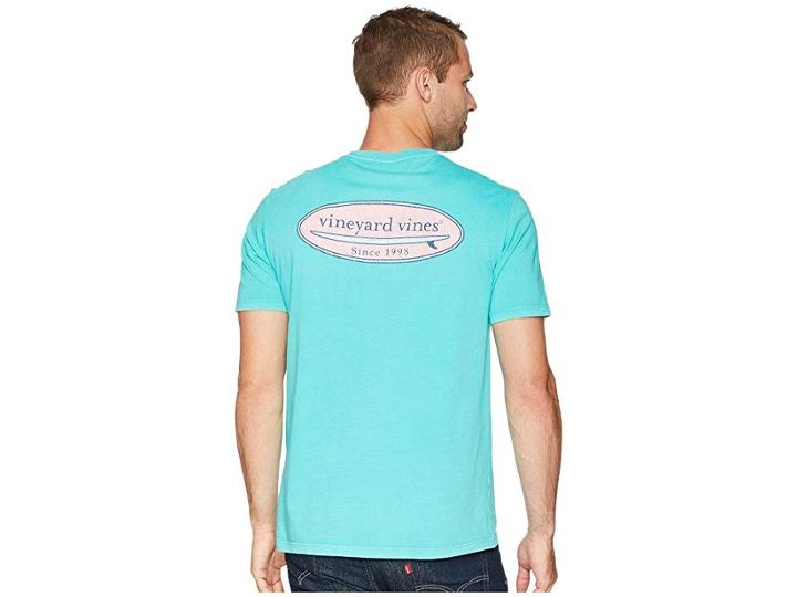 Vineyard Vines Short Sleeve Surf Logo Pocket Tee (aquinnah Aqua) Men's T Shirt
