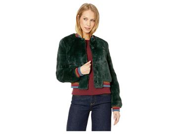 Ted Baker Colour By Numbers Aether Faux Fur Bomber Jacket (dark Green) Women's Coat