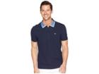 Lacoste Short Sleeve Petit Pique W/ Color Block Collar Regular (navy Blue/king/white) Men's Short Sleeve Pullover