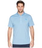 Puma Golf Oxford Heather Polo (electric Blue Lemonade) Men's Short Sleeve Pullover