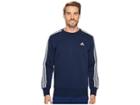 Adidas Essentials 3s Brushed Fleece Crew (collegiate Navy/white) Men's Clothing