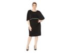 Lauren Ralph Lauren Plus Size Abriel Two-tone Day Dress (black/lauren White) Women's Dress