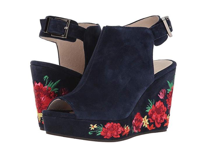 Kenneth Cole New York Olani (marine Suede Embroidery) Women's Wedge Shoes