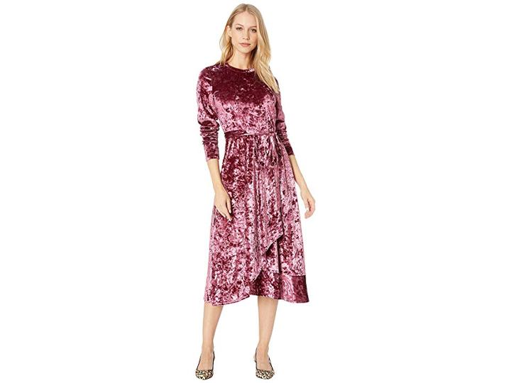 Juicy Couture Crushed Velvet Midi Dress (wine) Women's Dress